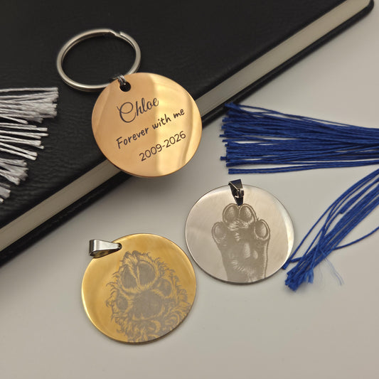 Actual Paw Print Memorial Keyring